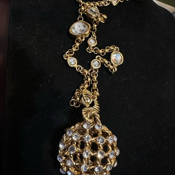 Blanca 36" Gold Tone Necklace with Crystal Ball Pendant Adjustable - Picture 10 of 13